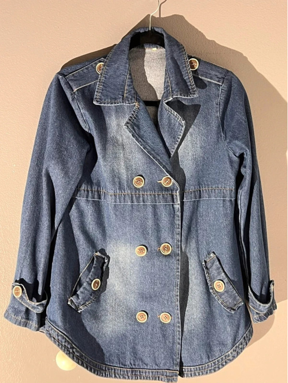 Vintage Double Breasted Denim Pea Coat